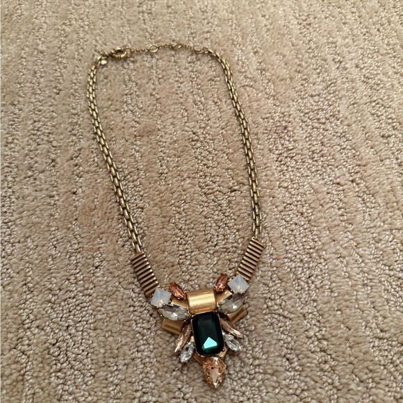 J CREW Elegant Gold and Green Statement Necklace - Picture 1 of 5